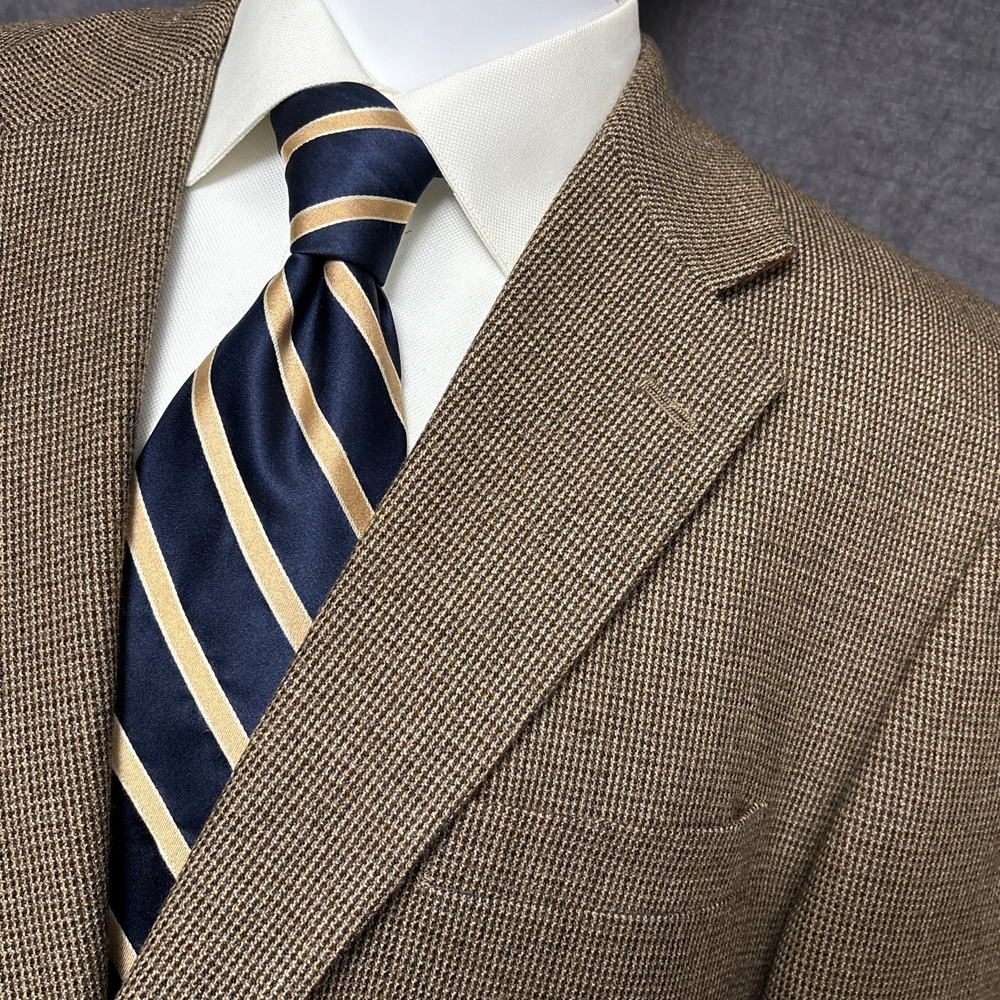 Meeting Street Sport‎ Coat 48L Brown Check Lambswool Blazer Jacket Casual 46L